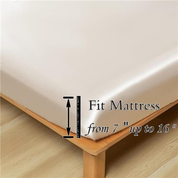 Revdomfly 4 Pcs Full Size Luxury Silky Soft Gold Satin Sheet Set,1 Premium - Picture 4 of 7